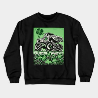 Shamrock Crusher Monster Truck Illustration Crewneck Sweatshirt